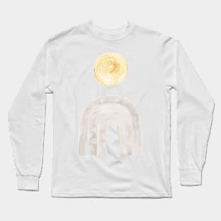 Gray and yellow boho rainbow Long Sleeve T-Shirt